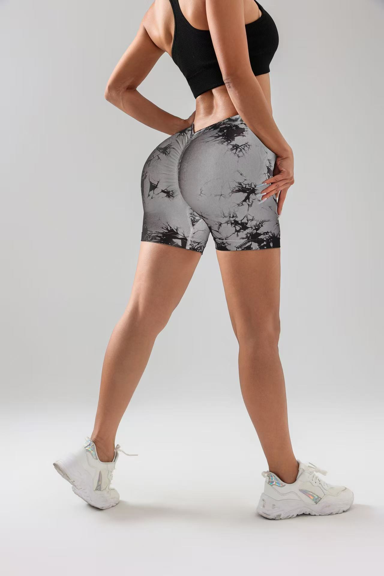 4 PACK Women Workout Shorts Tie Dye Womens Gym Scrunch Butt Lifting Workout Shorts