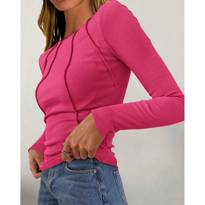 Women Long Sleeve T Shirts Crewneck Slim Fit Tops Going Out Fall Fashion Basic Tee