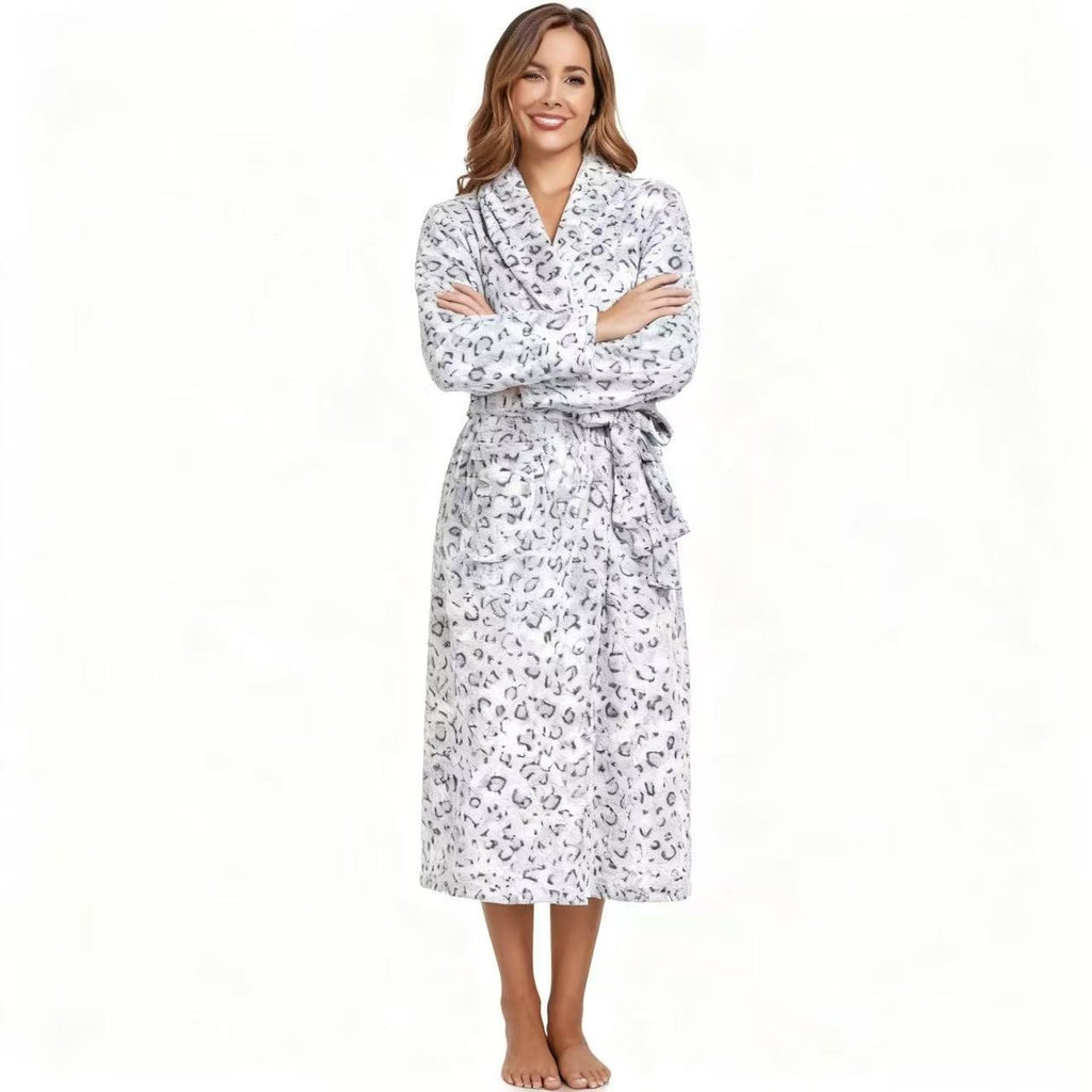 RONGTAI Womens Bathrobe Ladies Fleece Plush Warm Long Robes Fleece Nightgown Sleepwear