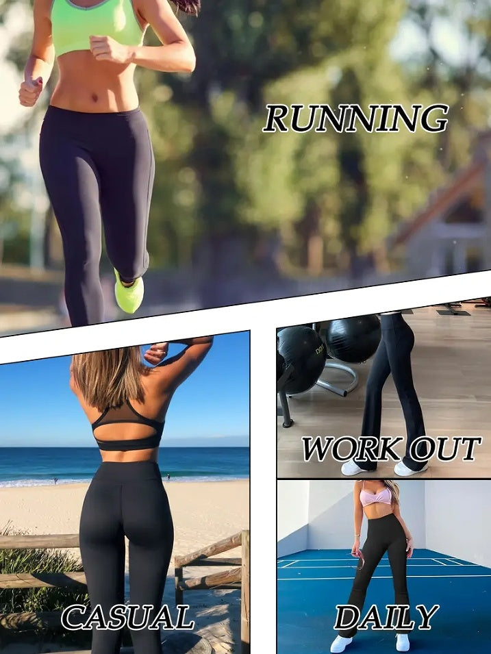 4pcs Butt-Lifting Flare Yoga Pants High Waist, Ultra Stretch, Naked Feel Leggings For Women