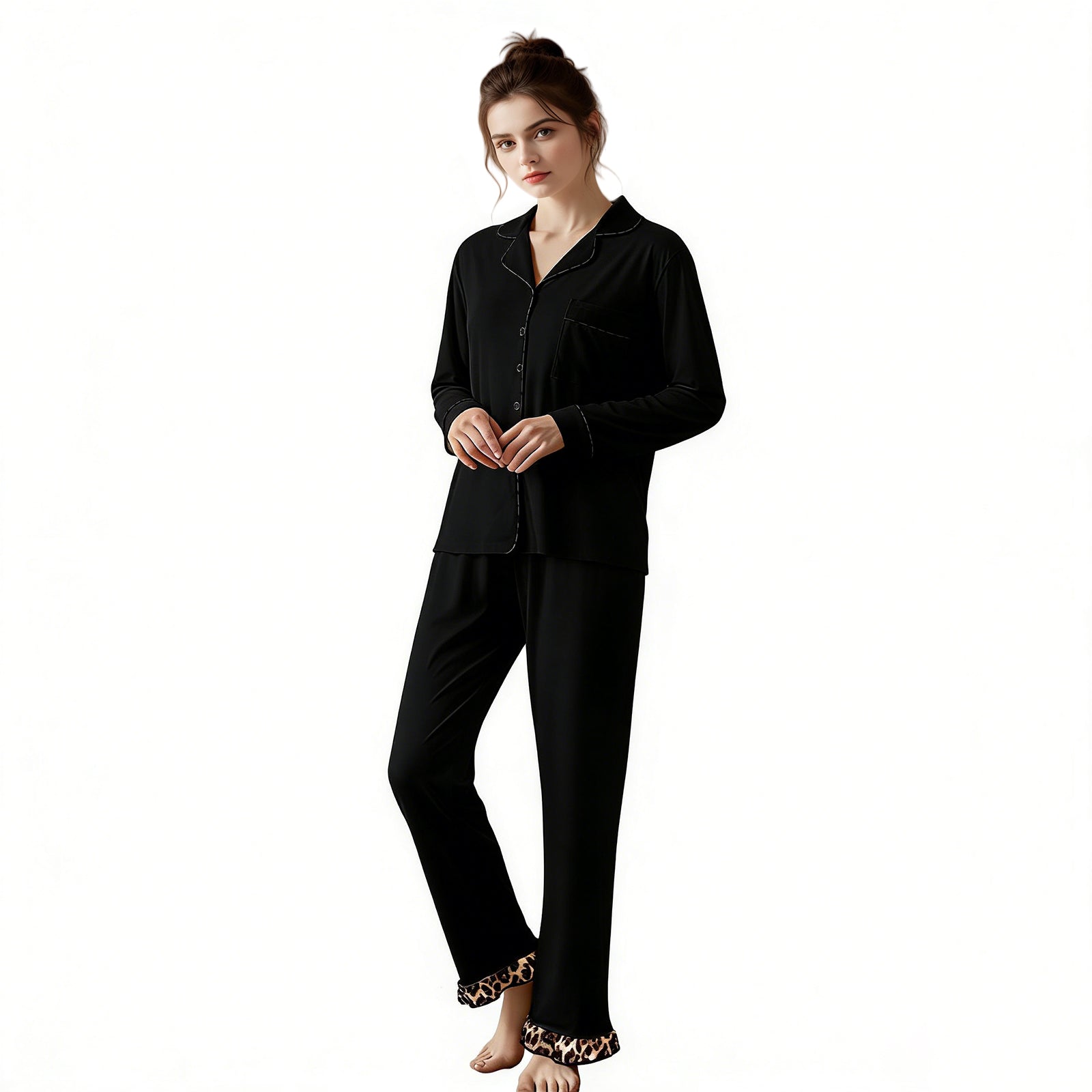 RONGTAI Cotton Womens Pajama Sets Comfy Fall Winter Pajama Set Long Sleeve Sleepwear 2 Pcs Pjs Nightwear