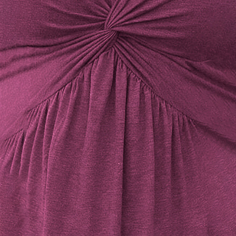 Women's V-Neck Sleeveless Solid Dress - Bust Knot Detail & Waist-Defining Summer Dress