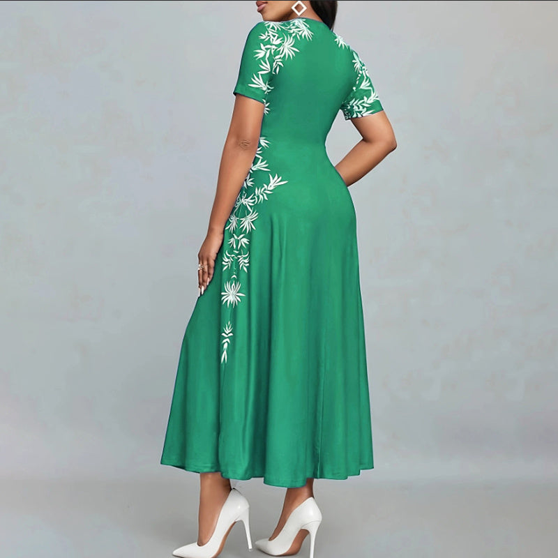 Women's Elegant Short Sleeve Maxi Dresses Casual Empire Waist Long Dress