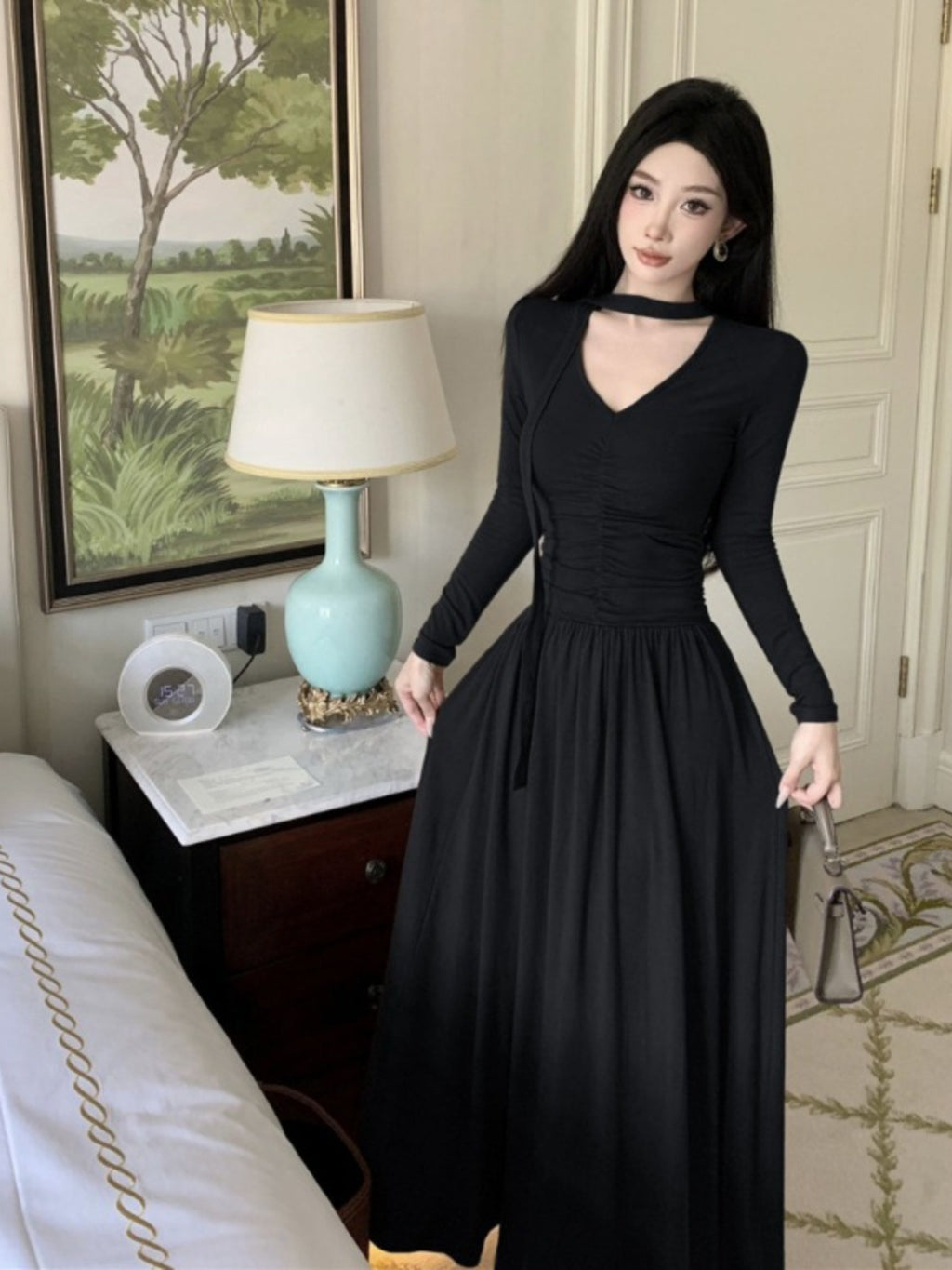 Lady's Vintage Ribbon Slim-fit Slimming Dress