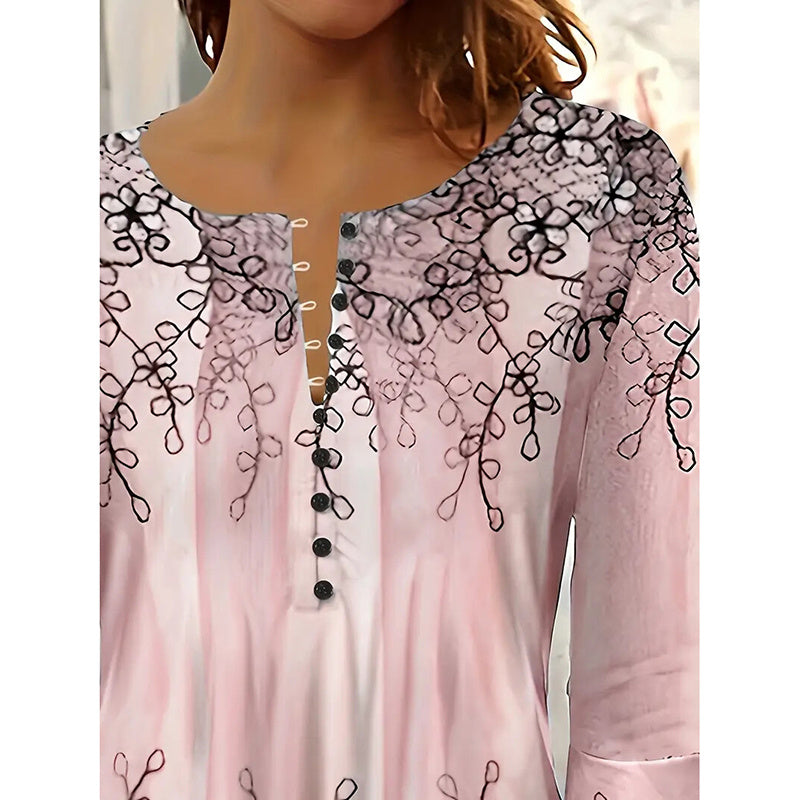 Women's V Neck 3 4 Sleeve T Shirts Button Front Dressy Casual Tees Shirt Tunic Blouses