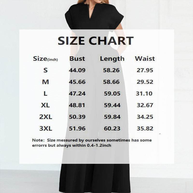 Women's V-Neck Solid Color Short Sleeve Jumpsuit Wide Leg A-Line Waist Tied Casual Summer Outfit