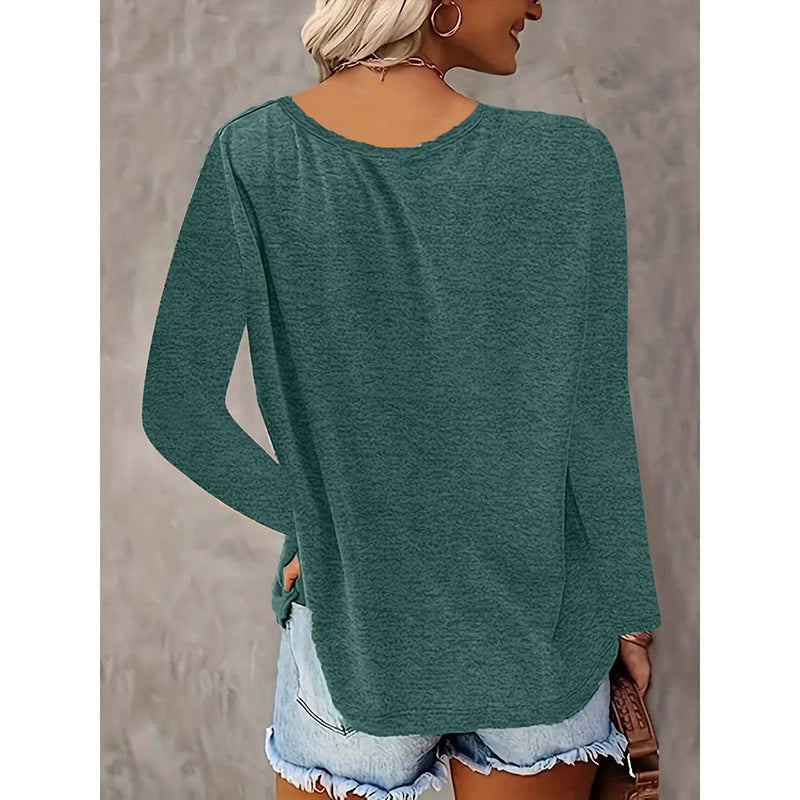 4 Pack Long Sleeve Tops For Women V Neck Dressy Basics Tees Casual Trendy Loose Fit T Shirts