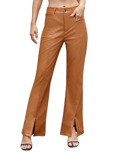 Split Flared Leather Pants