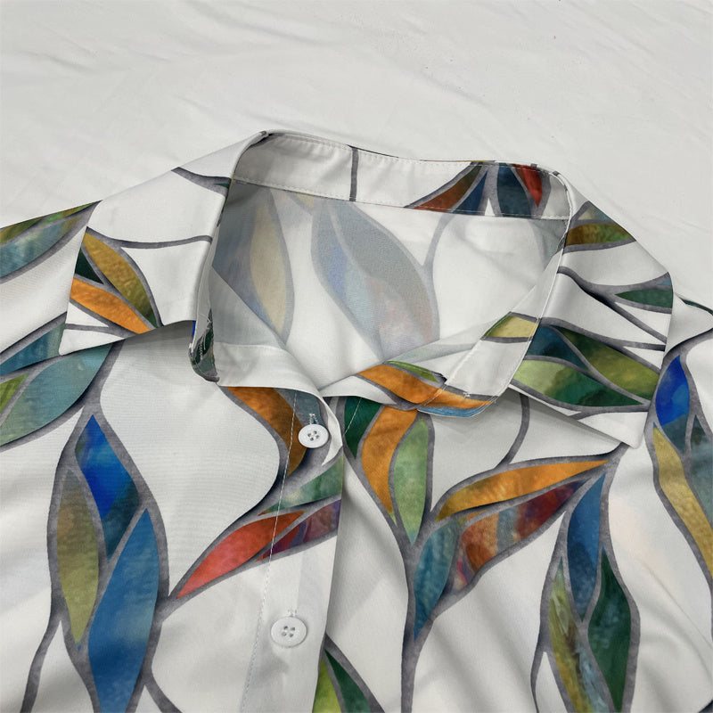 Women's Elegant Lapel Button-Down Top With Adjustable Metal Waist Belt Solid Color Loose Fit Blouse For Casual & Office Wear