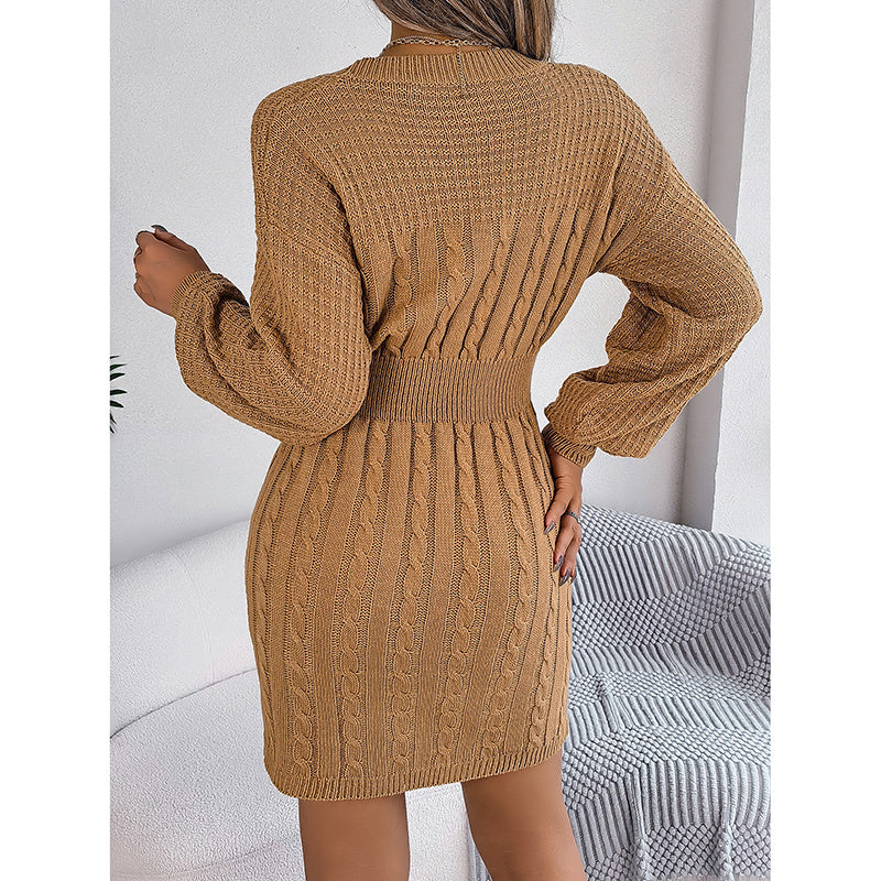 Womens Long Sleeve Sweater Dress Sexy Cut Out Bodycon Mini Fall Dress Trendy Ribbed Ladies Winter Sweater