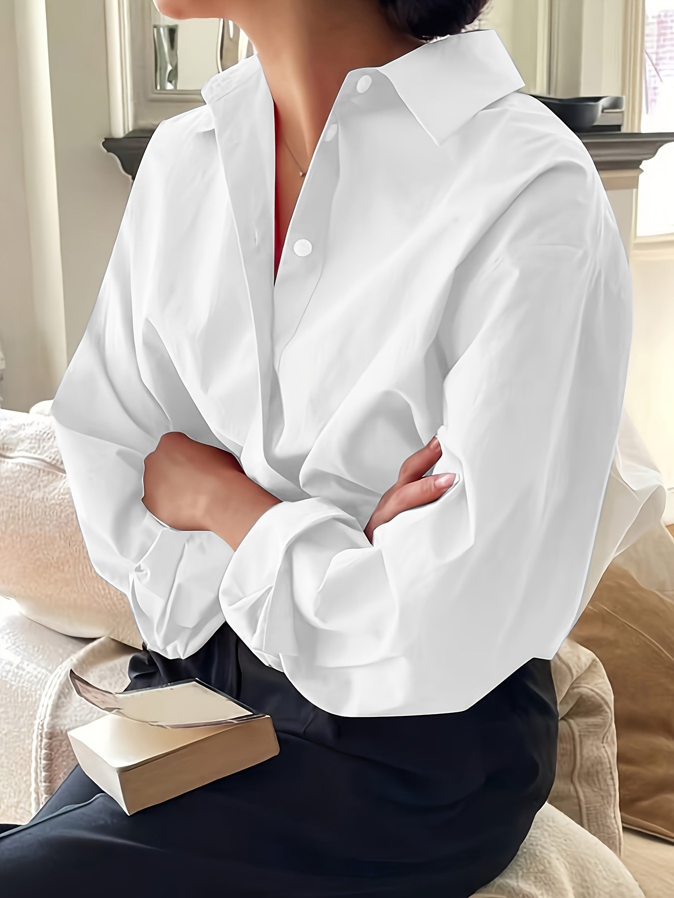 Simple Casual Long Sleeve Solid Color Shirt With Pocket