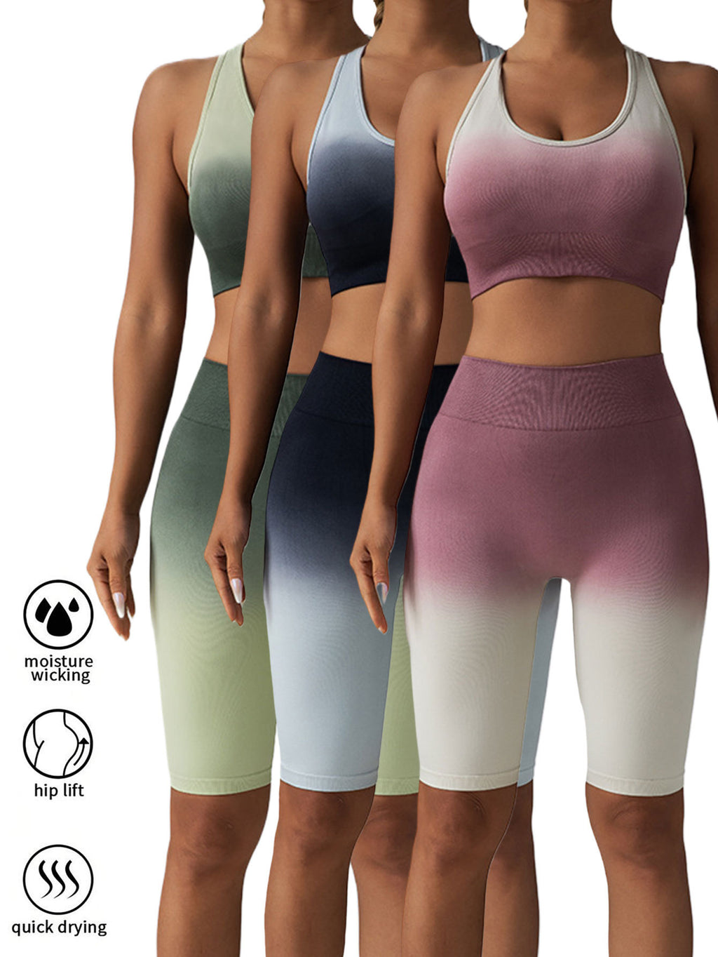 3 Pack Women Workout Shorts Scrunch Shorts Seamless High Waisted Contour Gym Yoga Biker Shorts