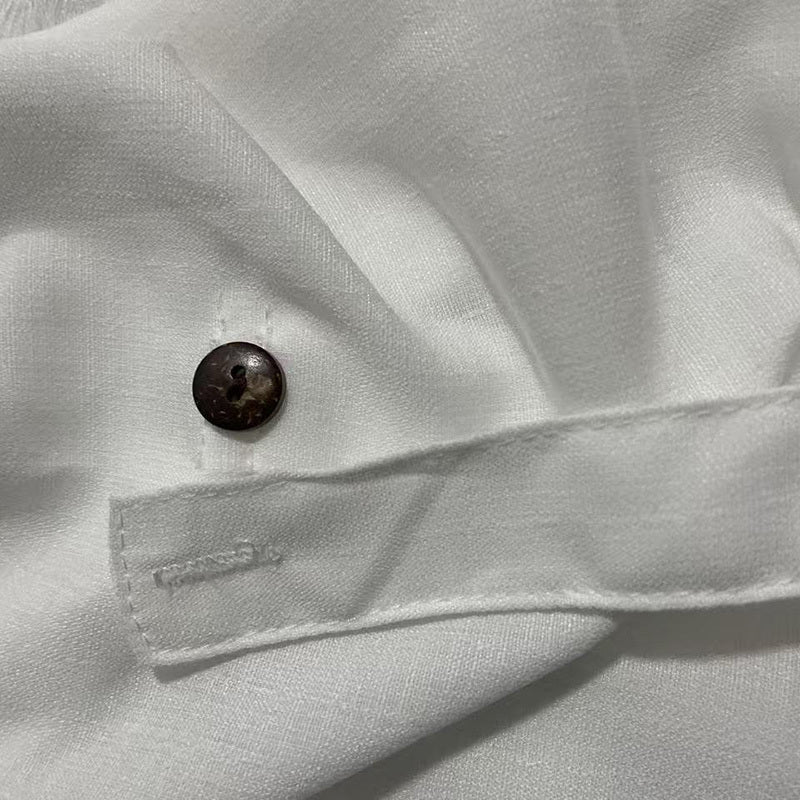 Women's Solid Color Wood Button Asymmetrical Set - Off-Shoulder Relaxed Loungewear Outfits For Spring&Summer