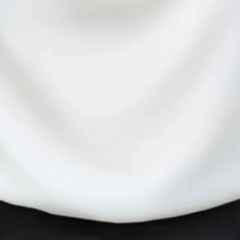 Women's Elegant Draped Neck Blouse, Solid Color Ruffle Detail Long Sleeve Shirt For Office And Formal Wear