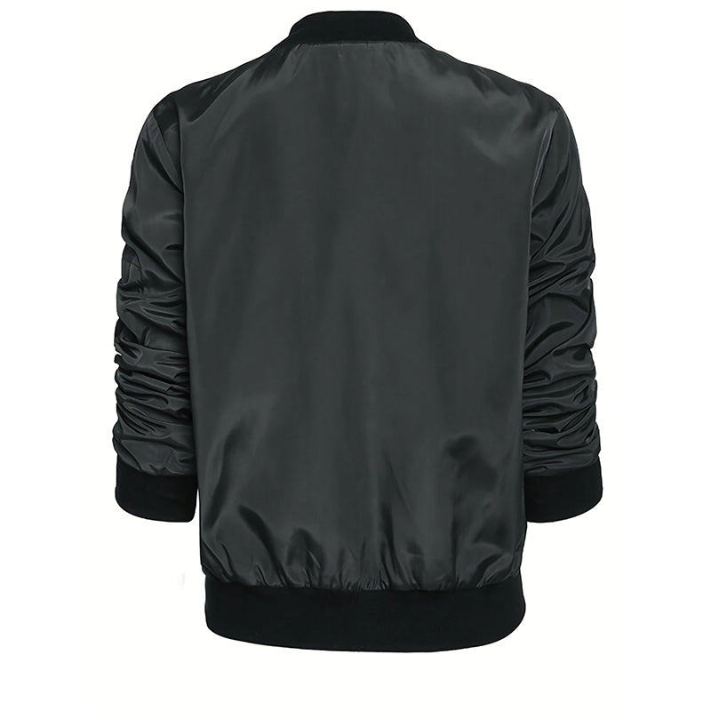 Women's Zippered Long-Sleeve Stand Collar Jacket Color-Blocked Spring & Fall Fashion Minimalist Top