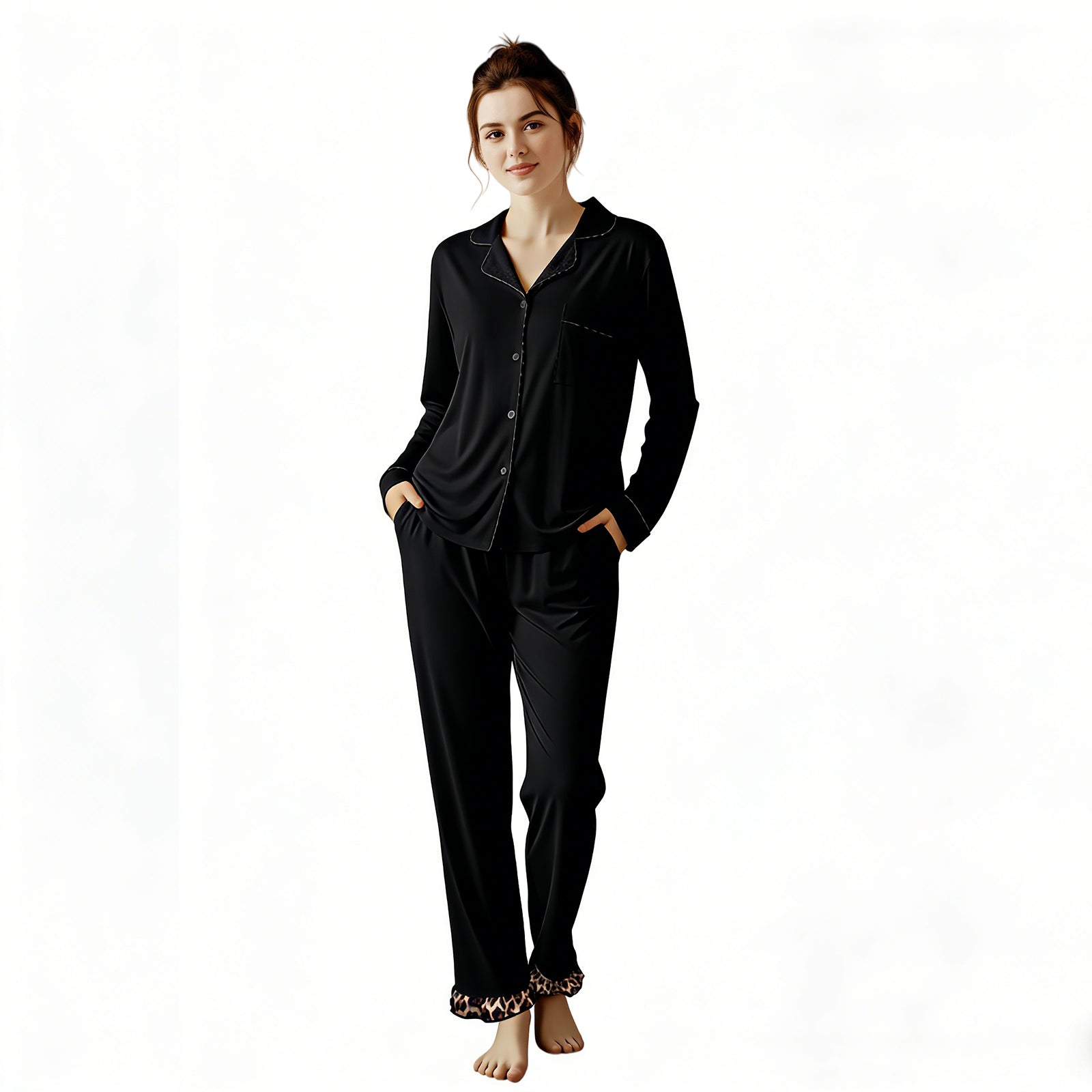 RONGTAI Cotton Womens Pajama Sets Comfy Fall Winter Pajama Set Long Sleeve Sleepwear 2 Pcs Pjs Nightwear