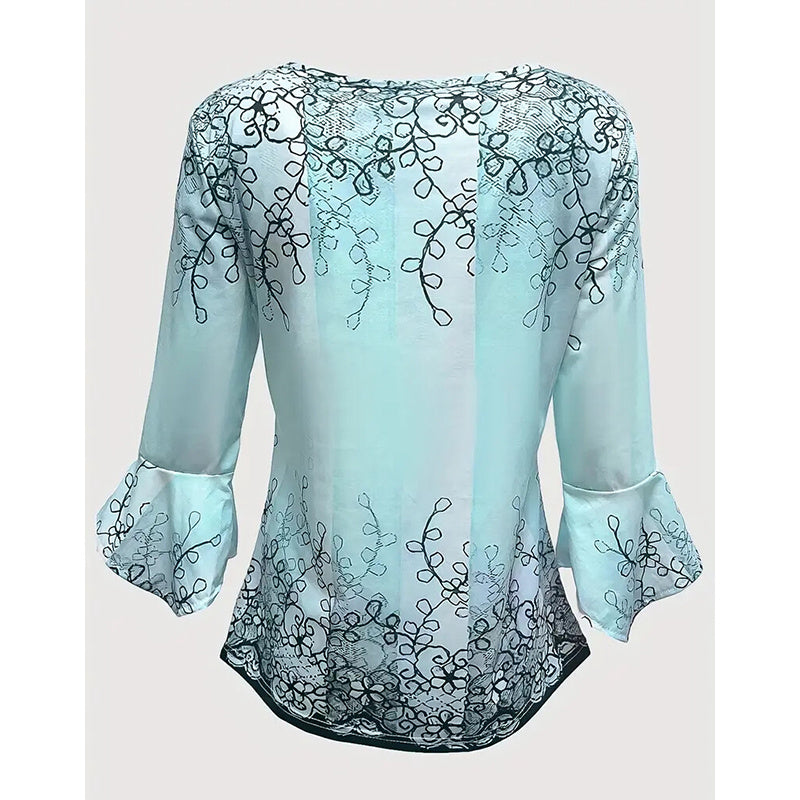 Women's V Neck 3 4 Sleeve T Shirts Button Front Dressy Casual Tees Shirt Tunic Blouses