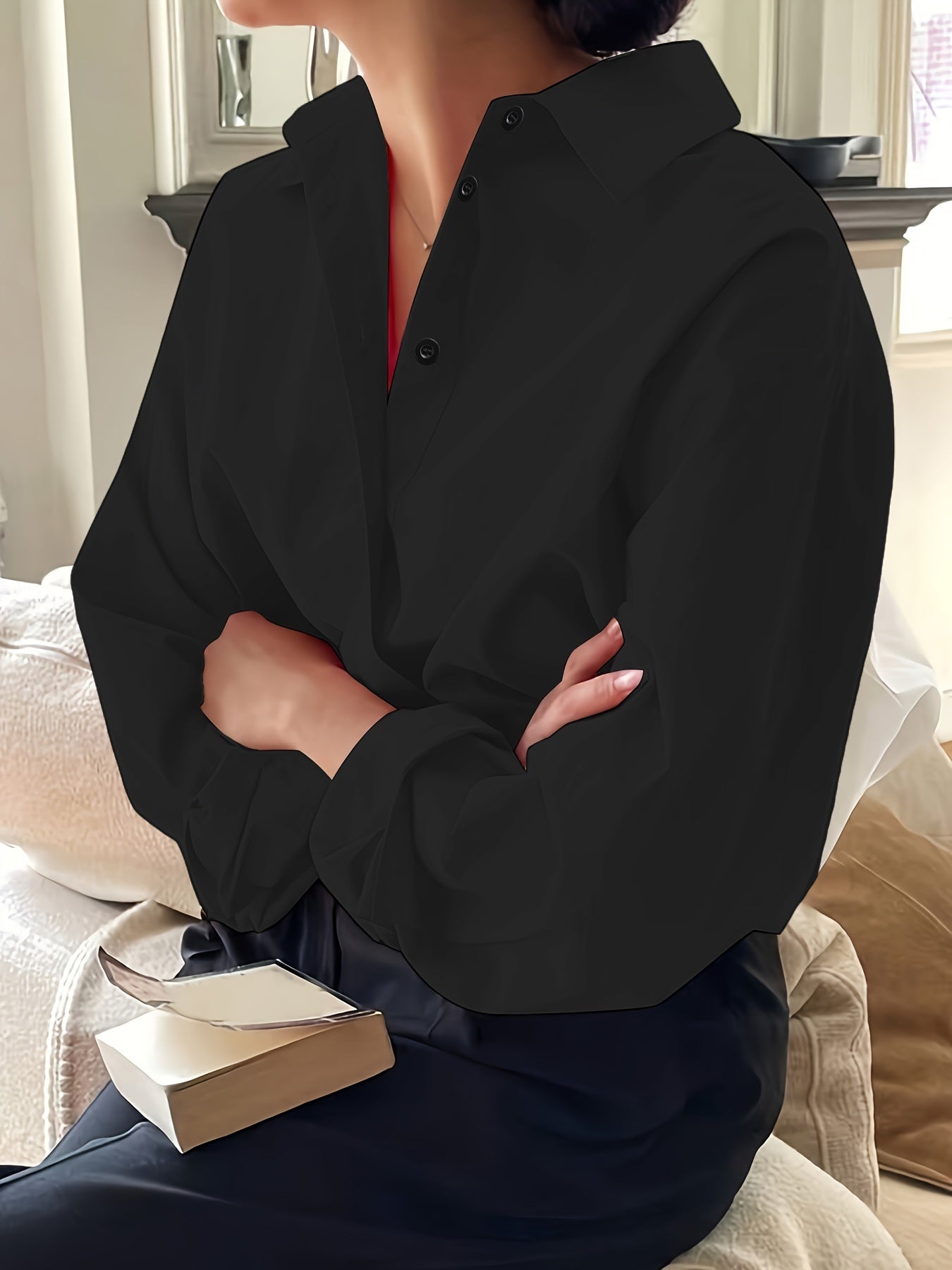 Simple Casual Long Sleeve Solid Color Shirt With Pocket