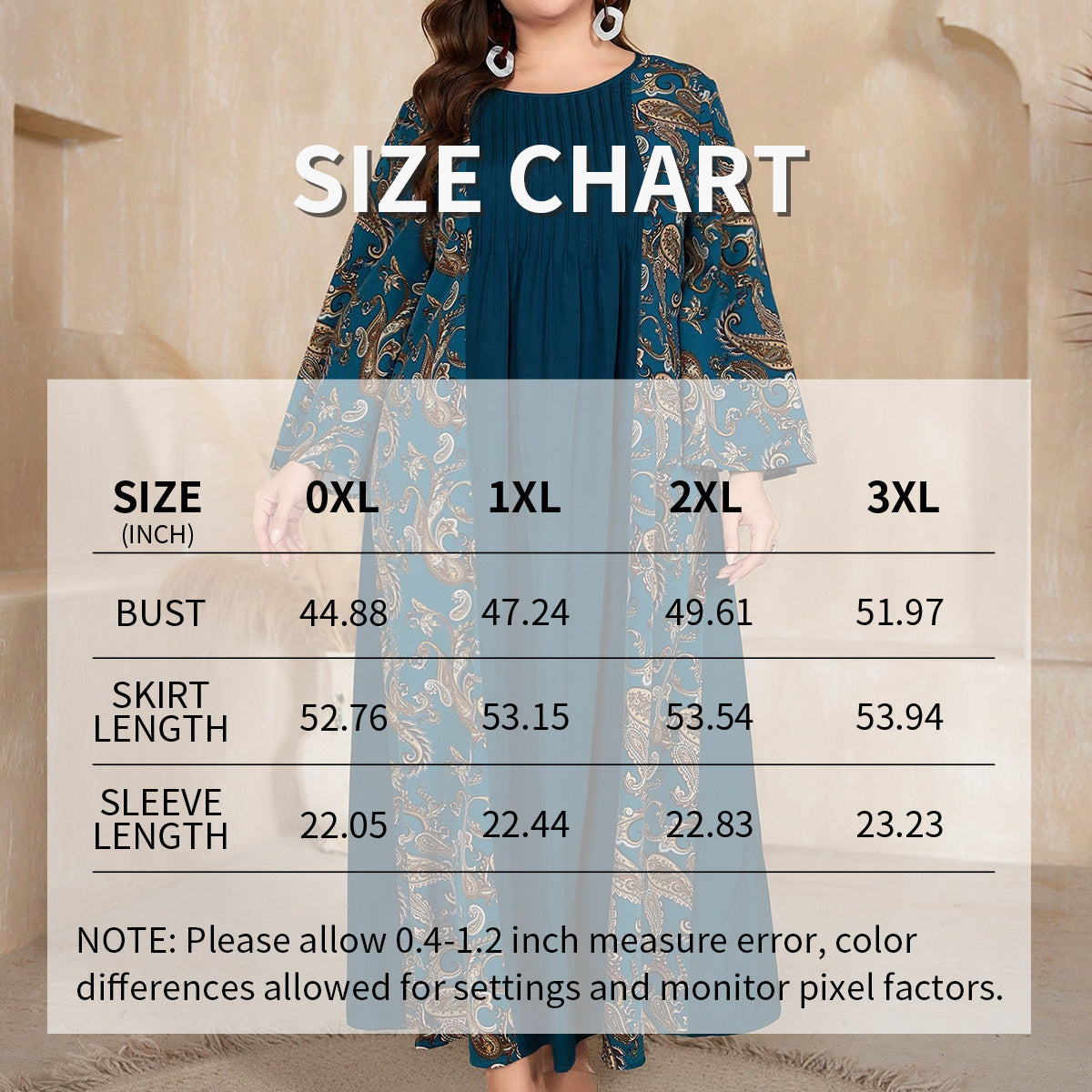 Women's Plus Size Bohemian Floral Printed Maxi Dress, Pleated Front Long Sleeve Crew Neck Loose Fit