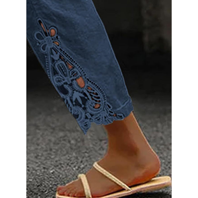 Women Casual Lightweight Drawstring Elastic Waist Pants With Pockets