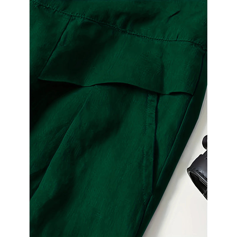 Women's Wide Leg Palazzo Pants Cotton Linen Elastic Waist Casual Pants Breathable Summer Trousers With Pockets