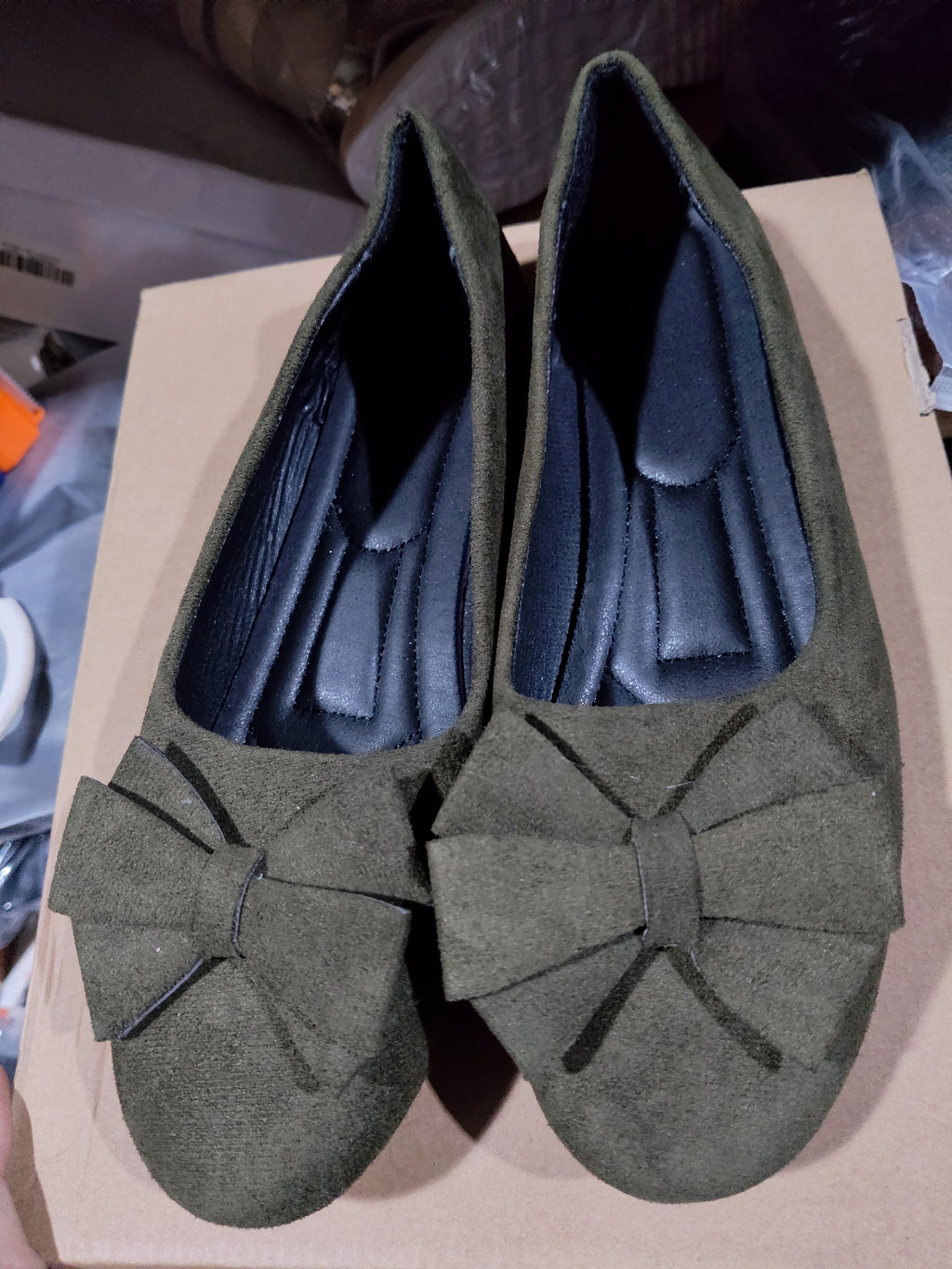 Rubber Plus Size Flat Casual Shoes Women Suede Bow Round Head Gommino