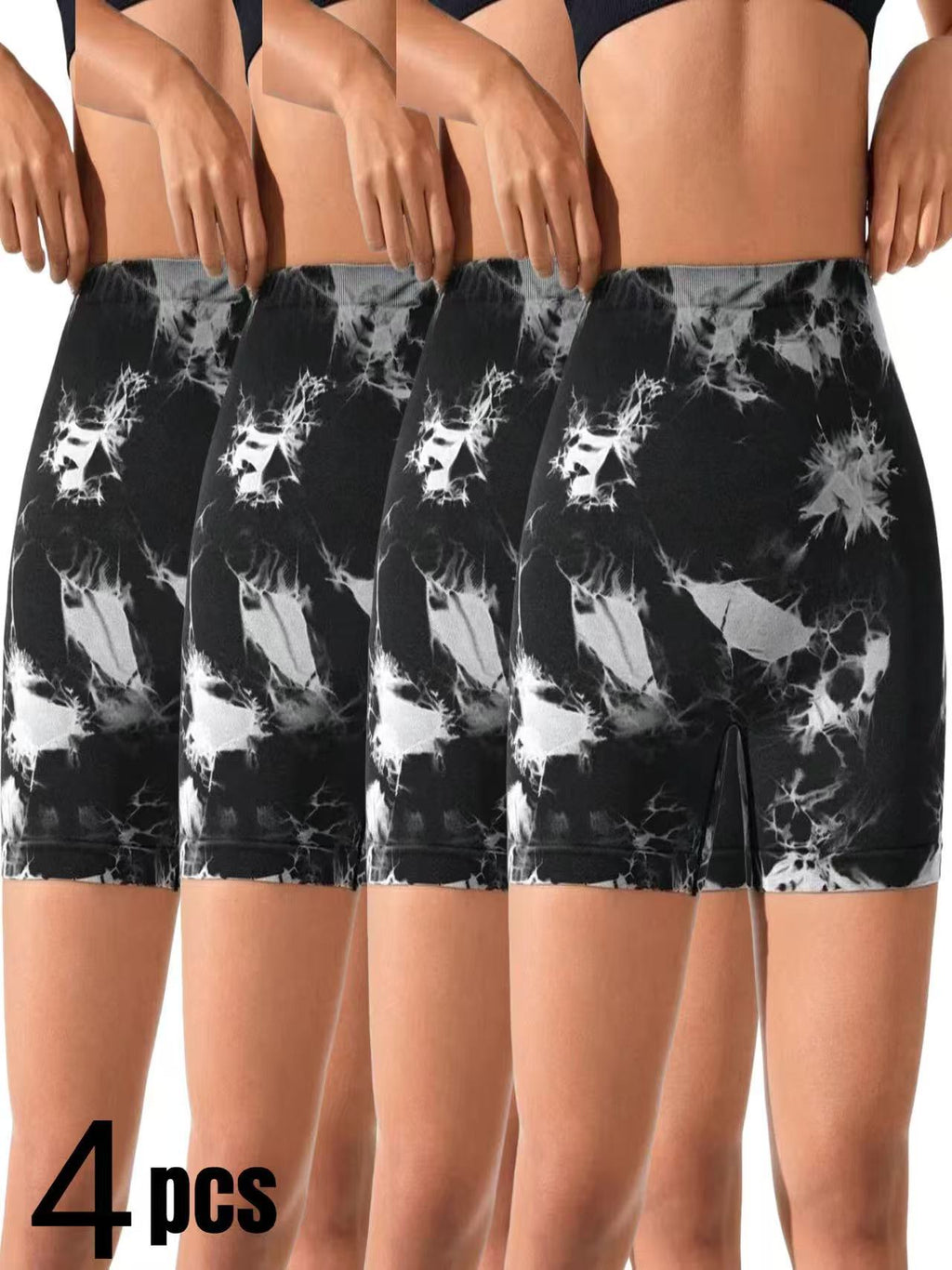 4 PACK Women Workout Shorts Tie Dye Womens Gym Scrunch Butt Lifting Workout Shorts