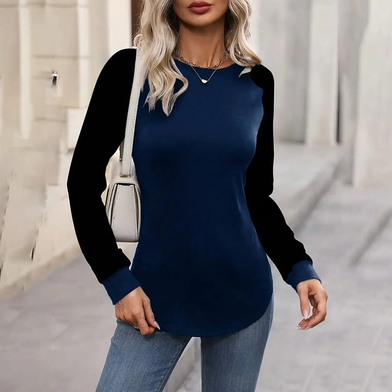 2 Pack Women's Long Sleeve Shirts, Casual Loose Fit Tunic Tops Crew Neck Trendy Tee Solid Color Pullover Shirts