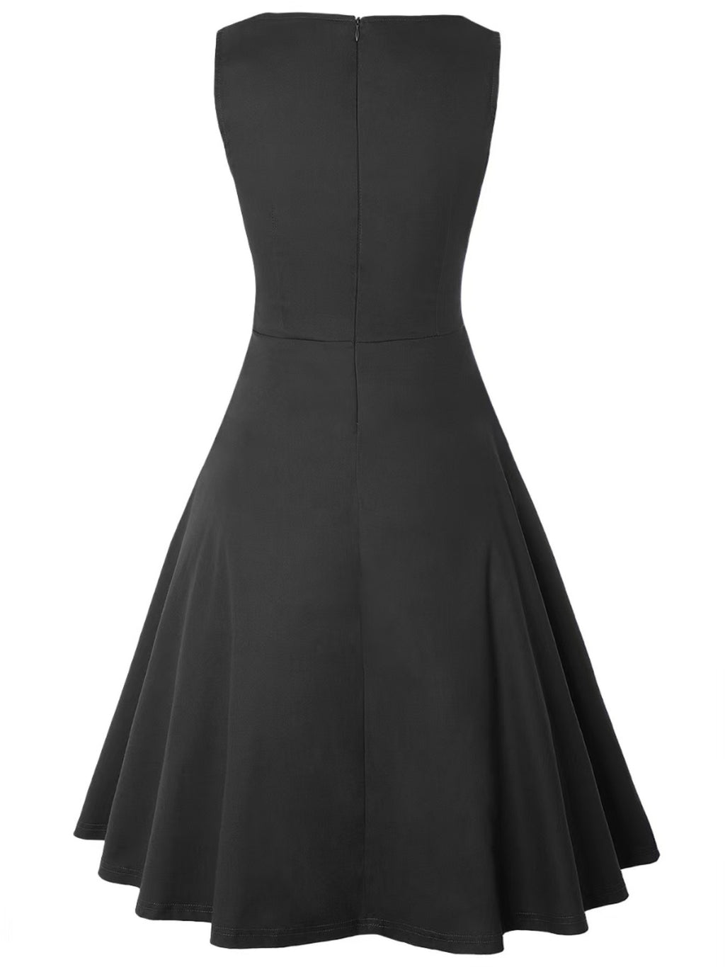 2025 Women's New Retro Style Pocket Pleated Floral Lace Horn A-line Skirt Casual Party Cocktail Dress Sleeveless