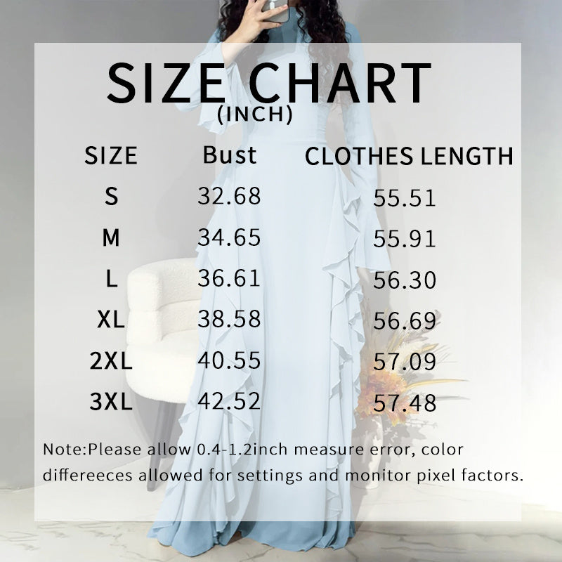 Women's Elegant Ruffles Dress, Slim Fit High Waist Bell Sleeve Wedding Guest Cocktail Tea Party Dresses