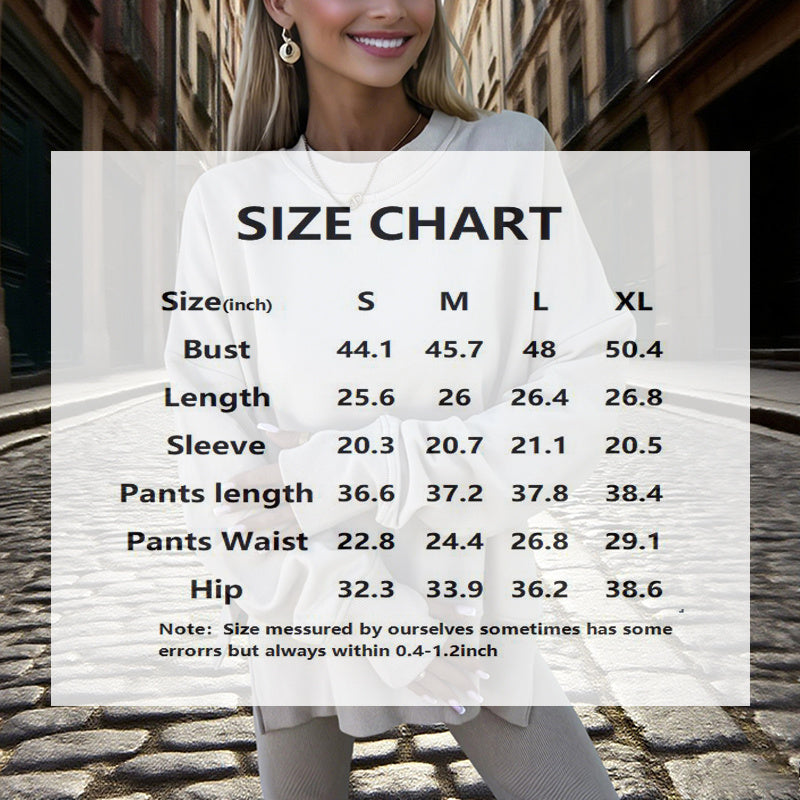 Women's Solid Color 2-Piece Set Casual Tracksuit, Long Sleeve Crewneck Sweatshirt With Side Slits & Slim Fit Jogger Pants