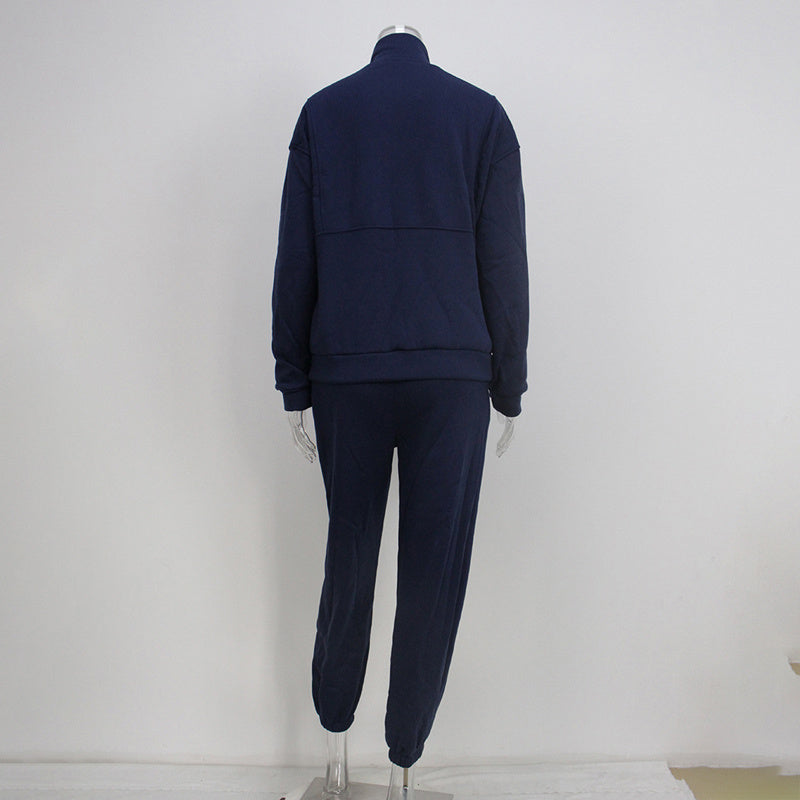 Women's 2-Piece Zip Neck Long Sleeve Sweatshirt & Slim Fit Pants Set - Sporty Streetwear Outfit For Fall&Winter