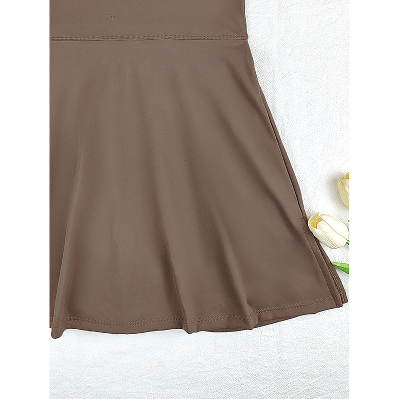 Womens High Neck Tennis Dress Sleeveless Wrap Skirt Built In Shorts Golf Athletic Dress Workout Rompers