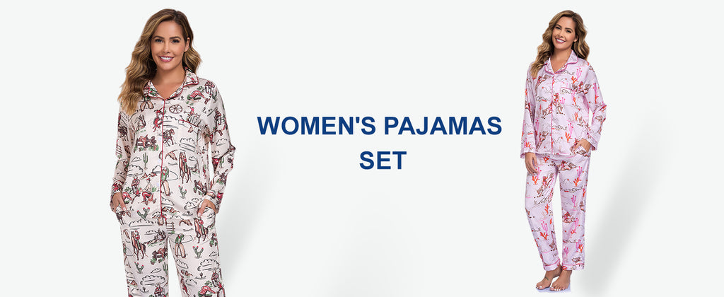 RONGTAI Womens Pajama Sets Button Down Long Sleeve Lapel Shirt With Pocket Matching Pj Pants Two Piece Loungewear Set