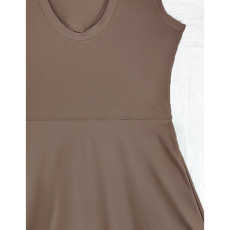 Womens High Neck Tennis Dress Sleeveless Wrap Skirt Built In Shorts Golf Athletic Dress Workout Rompers